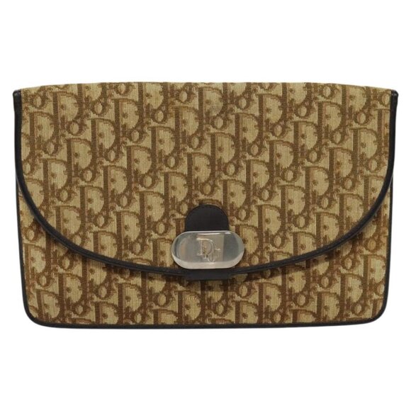 Christian Dior Trotter Canvas Shoulder Bag Brown Auth - Picture 1 of 16